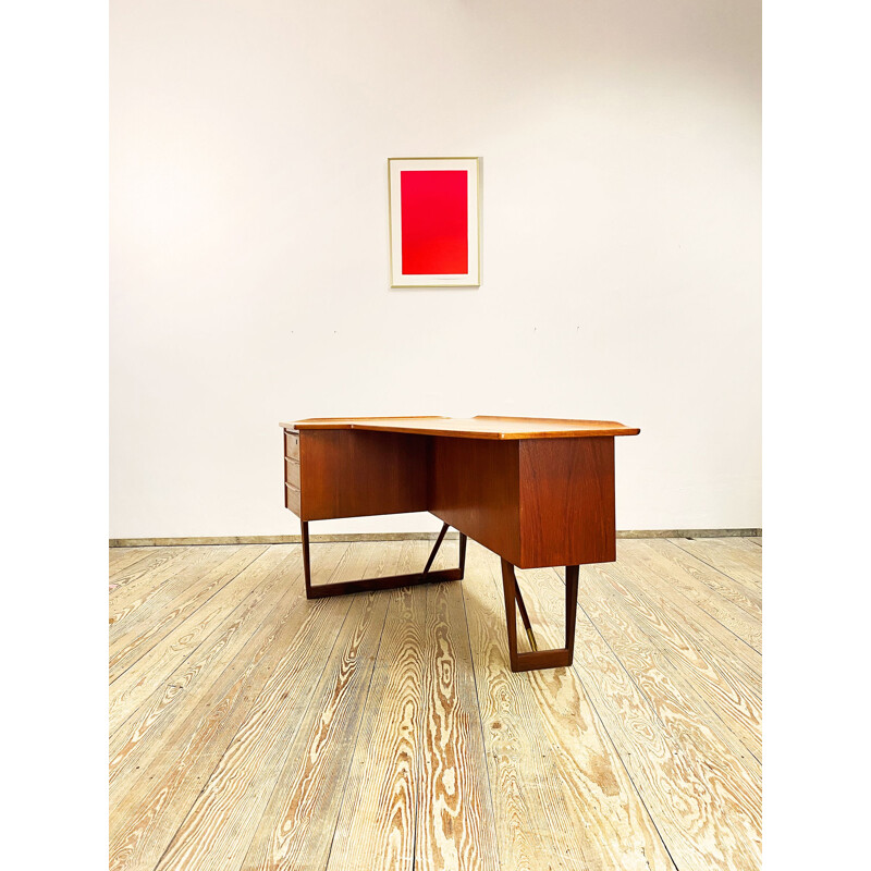 Vintage Boomerang brass writing desk by Peter Lovig Nielsen for Hedensted Mobelfabrik, Denmark 1960