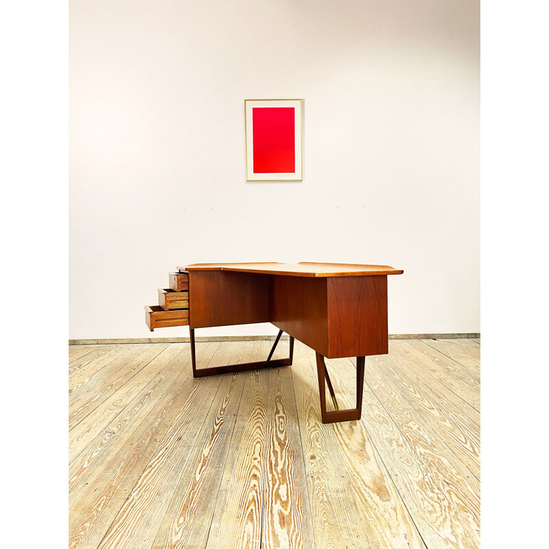 Vintage Boomerang brass writing desk by Peter Lovig Nielsen for Hedensted Mobelfabrik, Denmark 1960