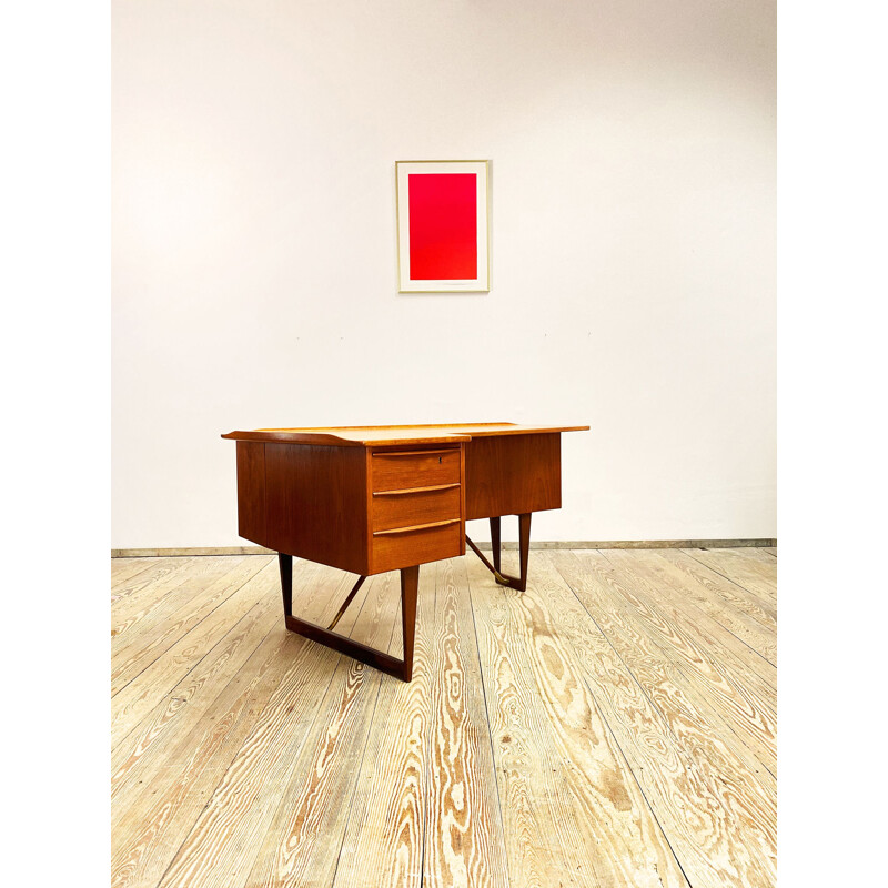 Vintage Boomerang brass writing desk by Peter Lovig Nielsen for Hedensted Mobelfabrik, Denmark 1960