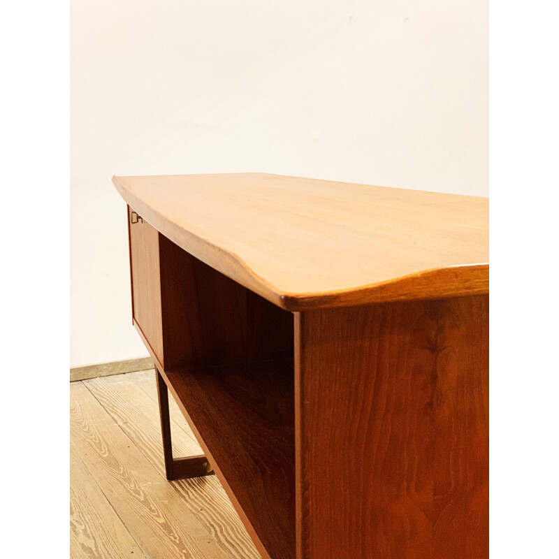 Vintage Boomerang brass writing desk by Peter Lovig Nielsen for Hedensted Mobelfabrik, Denmark 1960