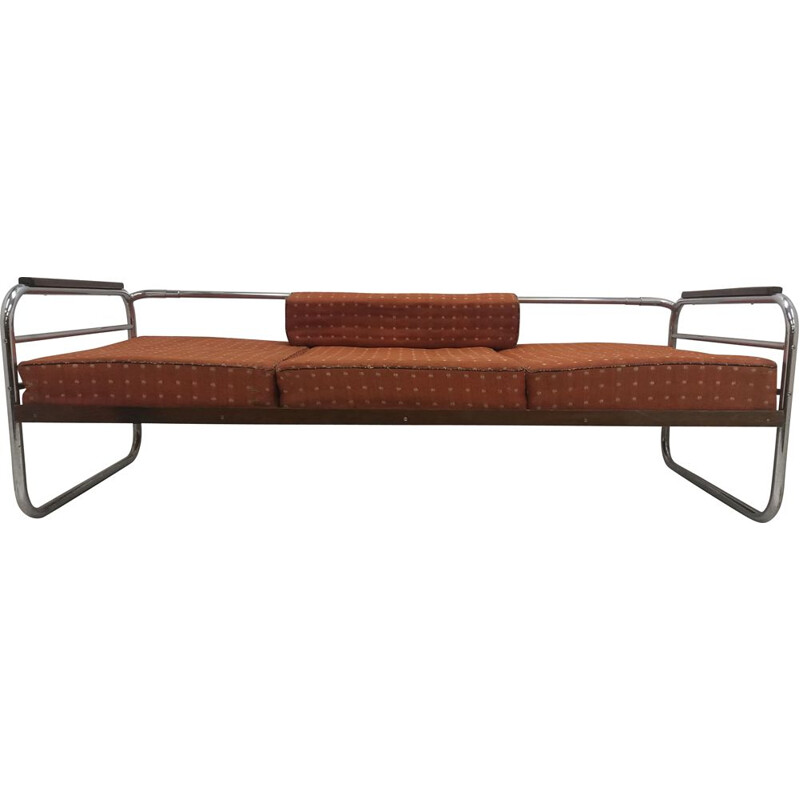 Vintage-Sofa 3-Sitzer Bauhaus Robert Slezák in Chrom 1940