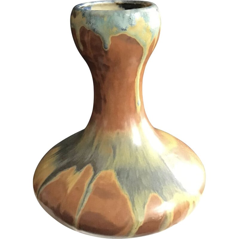 Vintage Puisaye stoneware vase Alfred Lebret 1920s