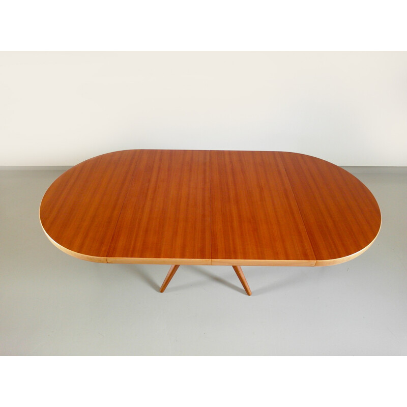 Nordiska Kompaniet "Futura" extendable dining table in mahogany, beechwood and brass, David ROSÉN - 1950s