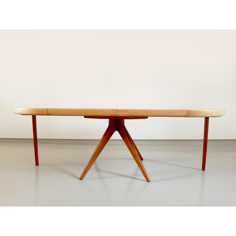 Nordiska Kompaniet "Futura" extendable dining table in mahogany, beechwood and brass, David ROSÉN - 1950s