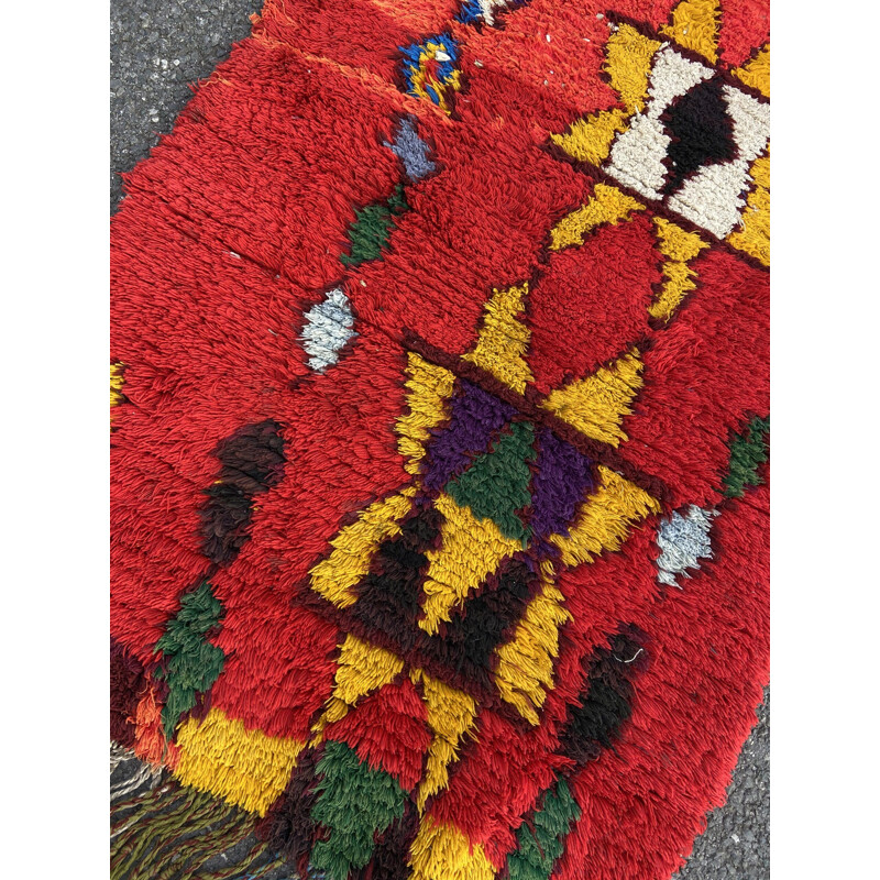 Vintage Berber Boucherouite carpet