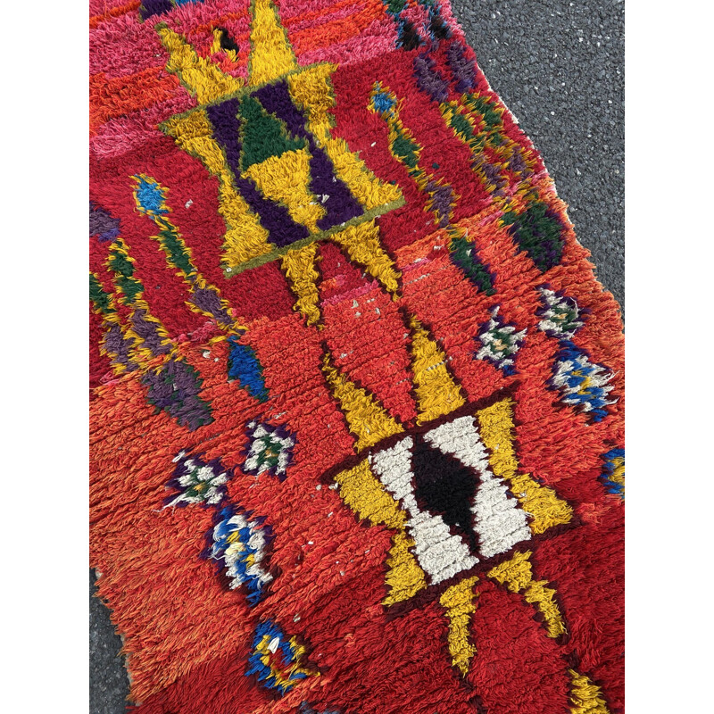 Vintage Berber Boucherouite carpet