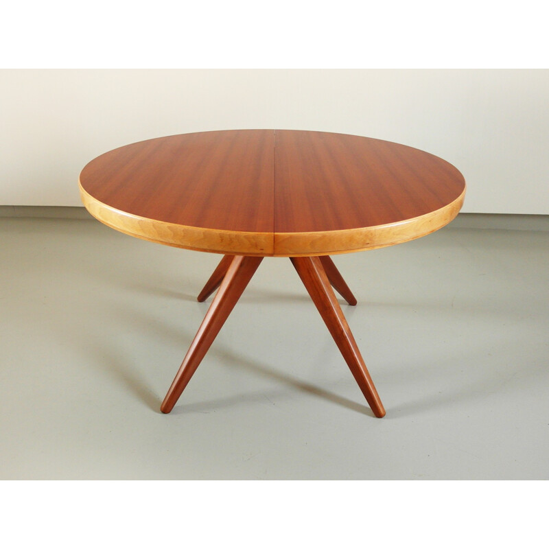 Nordiska Kompaniet "Futura" extendable dining table in mahogany, beechwood and brass, David ROSÉN - 1950s