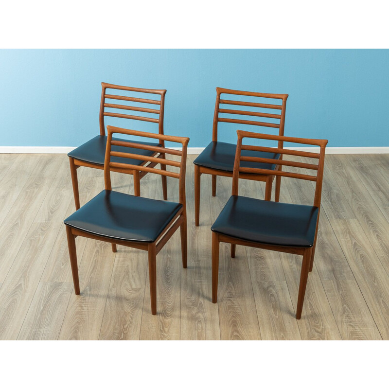 Set of 4 vintage solid teak chairs by Erling Torvits, Denmark 1960