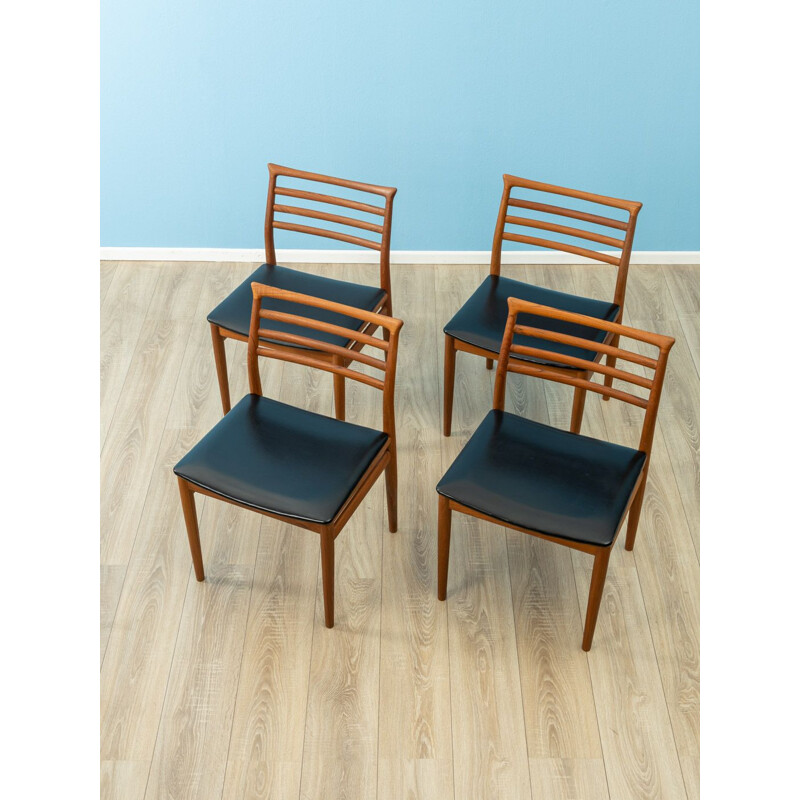 Set of 4 vintage solid teak chairs by Erling Torvits, Denmark 1960