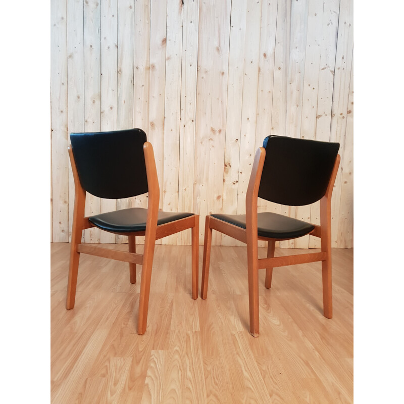 Lot de 6 chaises vintage Casala en skaï noir 1960