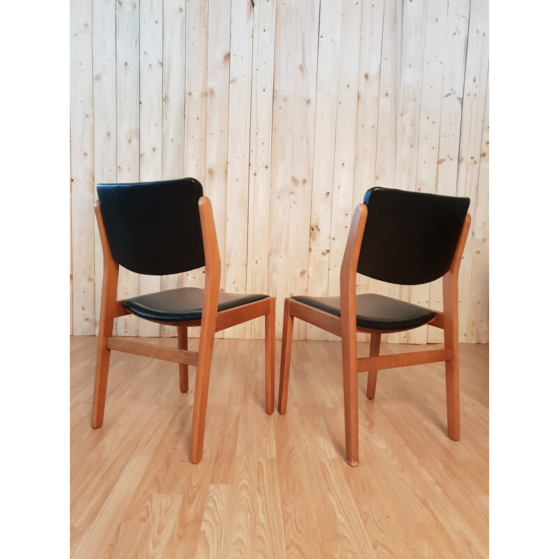 Set of 6 vintage Casala chairs in black leatherette 1960s
