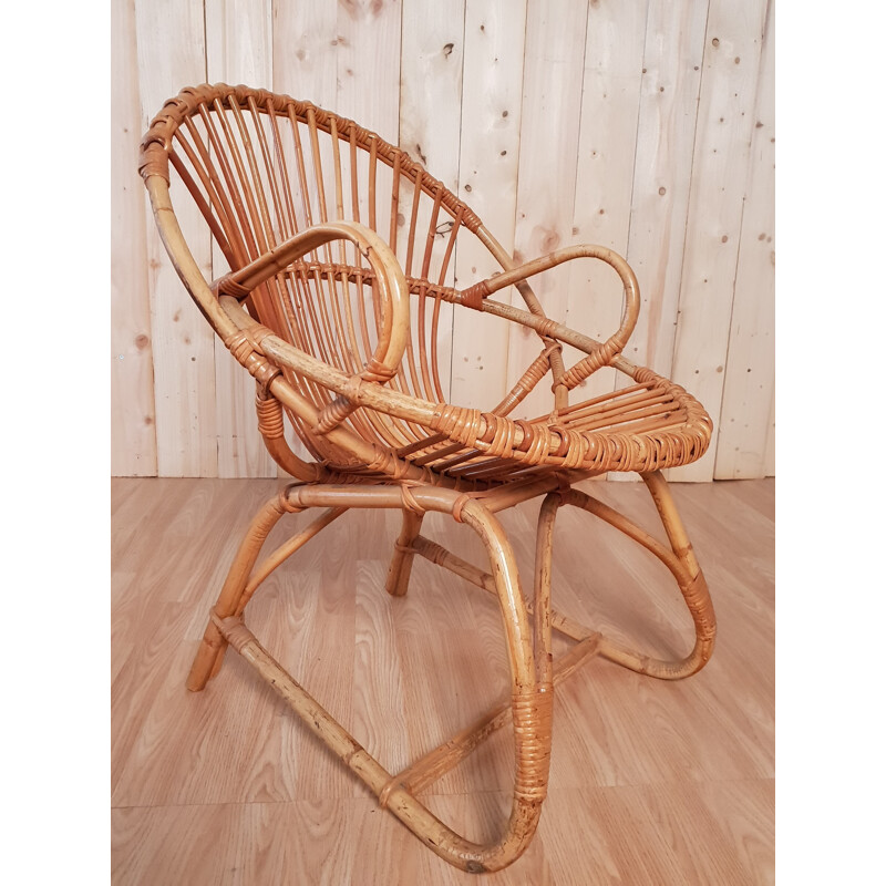 Vintage armchair in Rattan 1960s