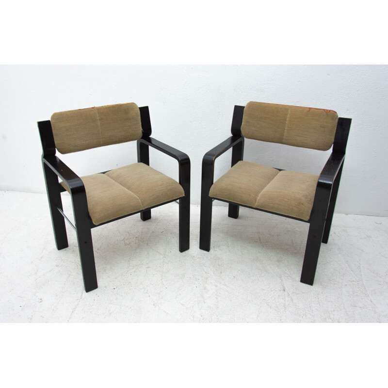 Pair of vintage bentwood armchairs by Ludvík Volák for Dřevopodnik Holešov, Czechoslovakia 1980