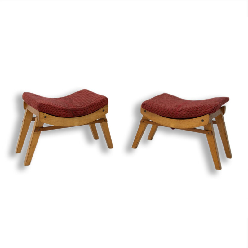 Pair of vintage stools footrests by Krasna Jizba Czechoslovakia 1950s