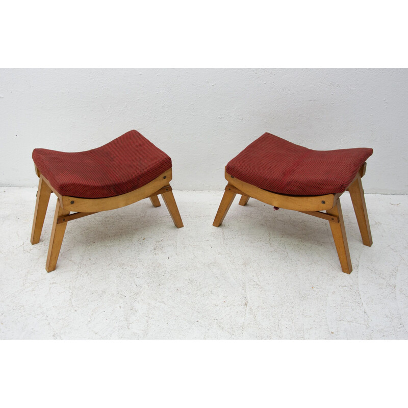 Pair of vintage stools footrests by Krasna Jizba Czechoslovakia 1950s