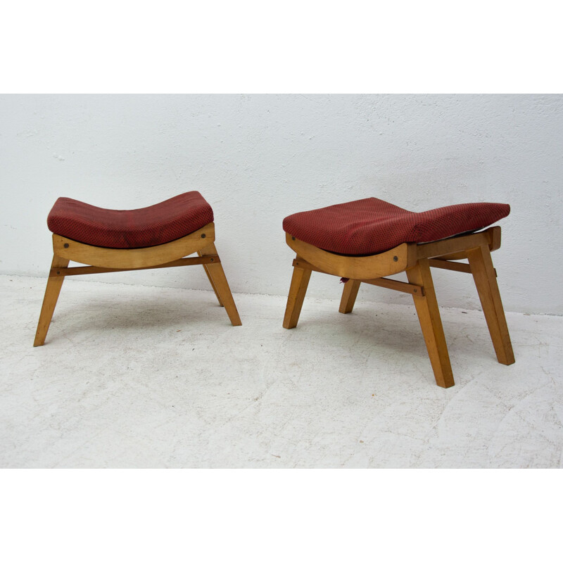Pair of vintage stools footrests by Krasna Jizba Czechoslovakia 1950s