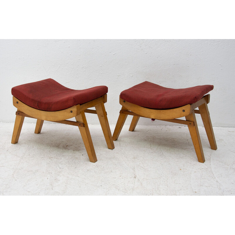 Pair of vintage stools footrests by Krasna Jizba Czechoslovakia 1950s