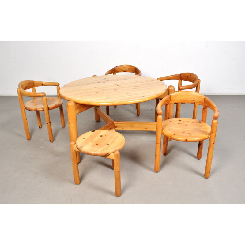 Vintage solid pine dining room set 1960s