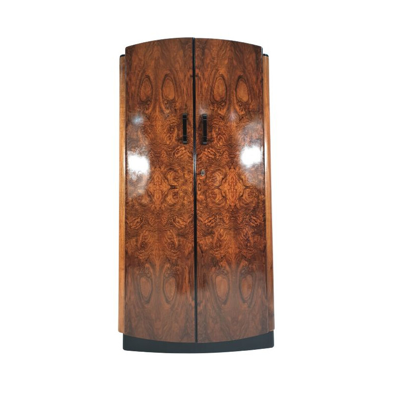 Vintage Walnut Veneer Wardrobe by Jindřich Halabala for UP Závody 1950s