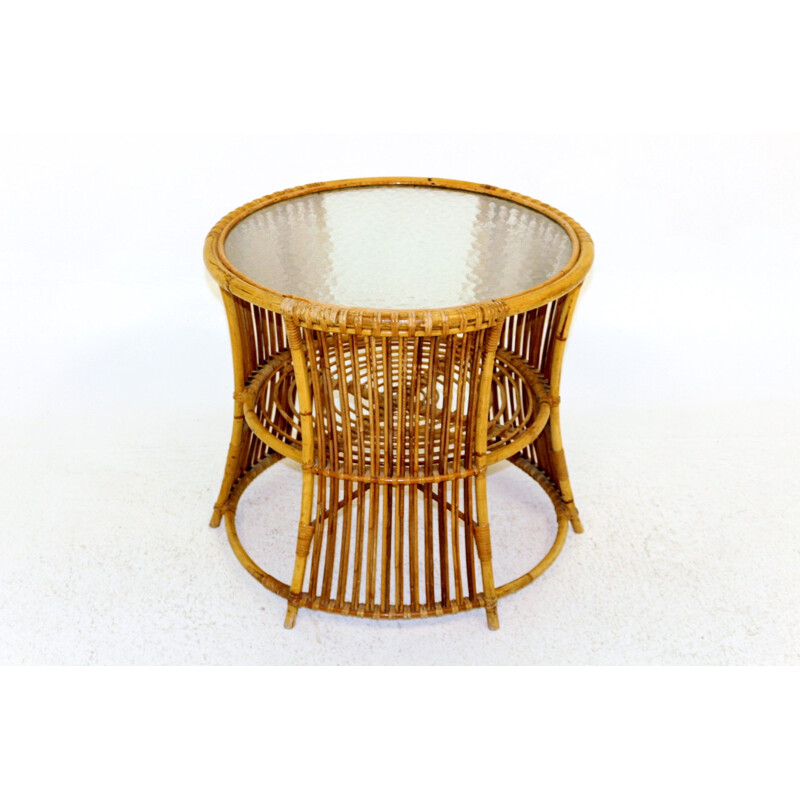 Vintage rattan coffee table Sweden 1970s