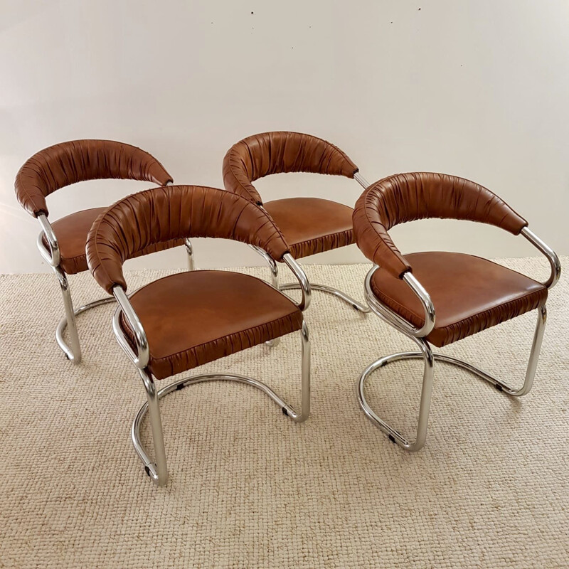 Lot de 4 chaises vintage Giotto Stoppino 1970