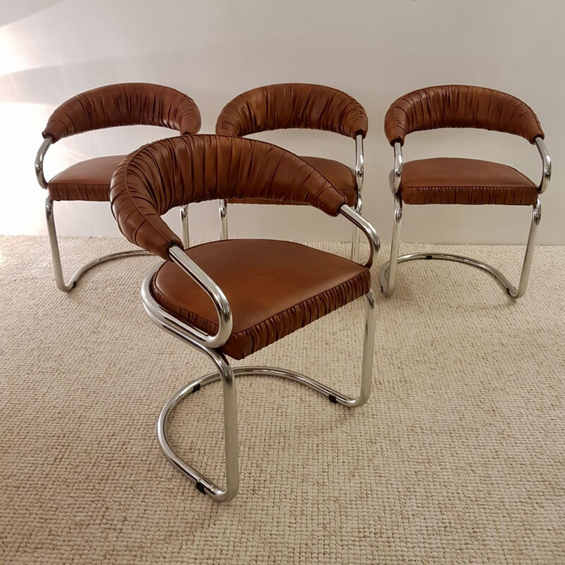 Set of 4 vintage chairs Giotto Stoppino 1970s
