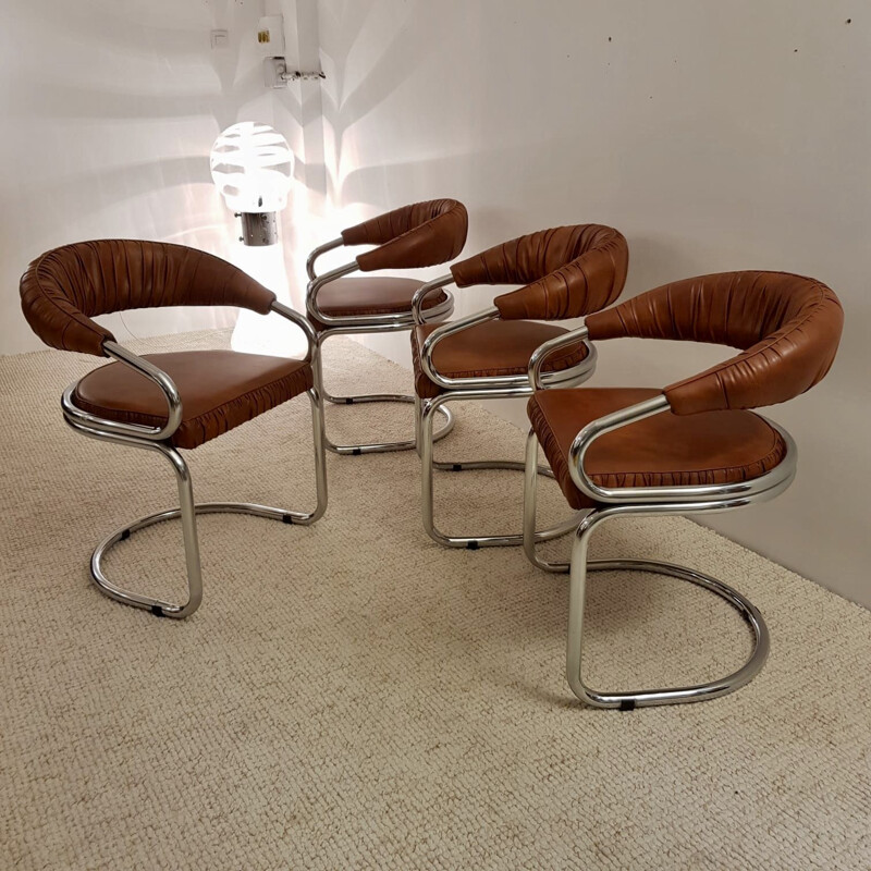Lot de 4 chaises vintage Giotto Stoppino 1970