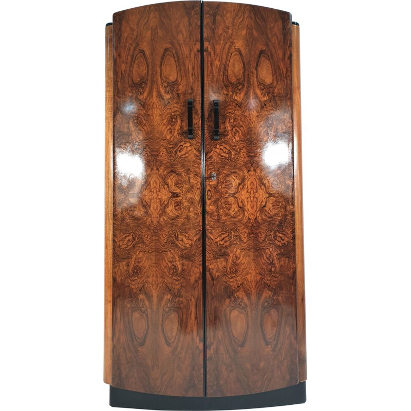 Vintage Walnut Veneer Wardrobe by Jindřich Halabala for UP Závody 1950s