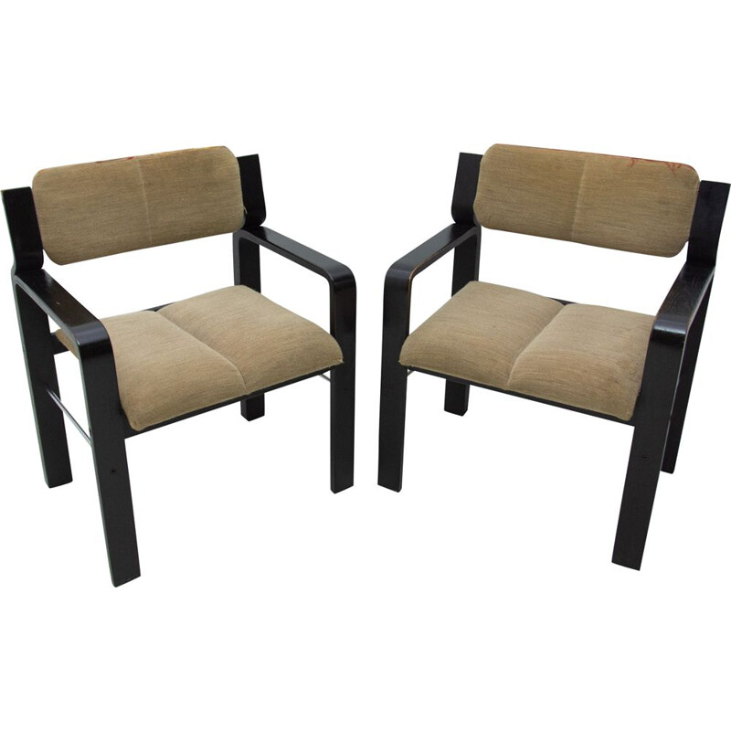 Pair of vintage bentwood armchairs by Ludvík Volák for Dřevopodnik Holešov, Czechoslovakia 1980