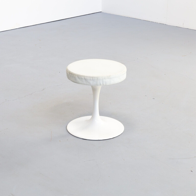 Vintage Rudi Bonzanini White metal and leather stool 1970s