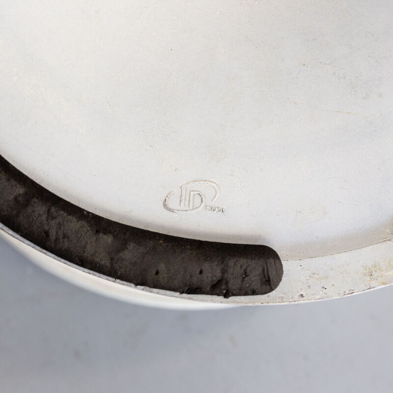 Tabouret vintage Rudi Bonzanini en métal et cuir blanc 1970