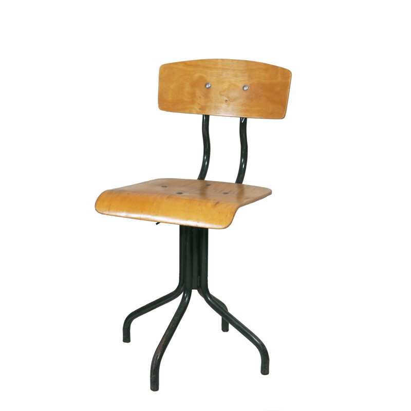 Industrial chair in wood and metal - 1960s