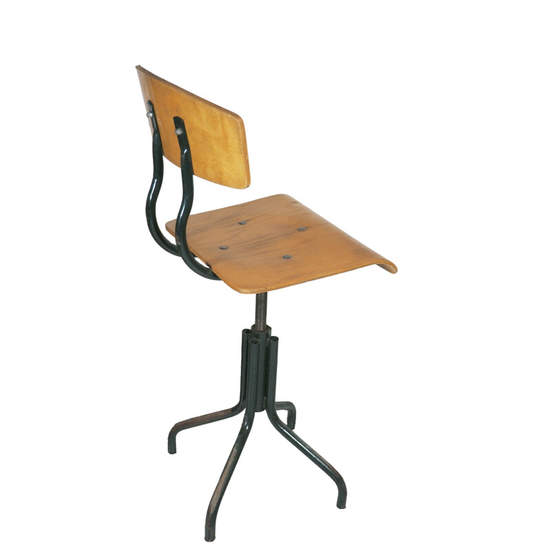 Industrial chair in wood and metal - 1960s