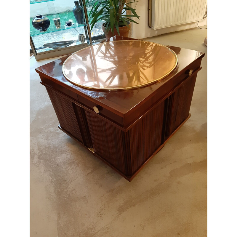 Vintage rotating bookcase with rosewood bar 1960s