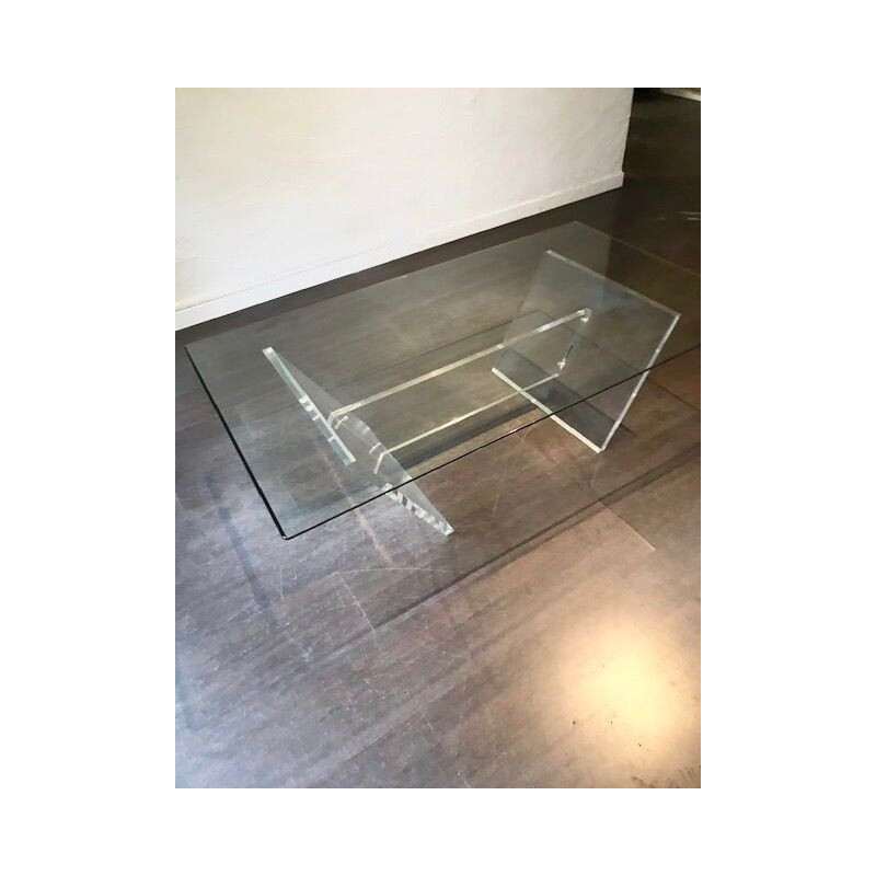 Vintage coffee table glass and plexi 1970