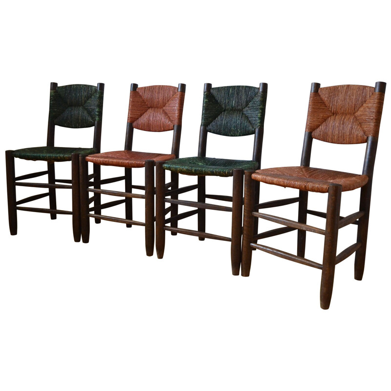 Suite de 4 chaises, Charlotte PERRIAND - années 60