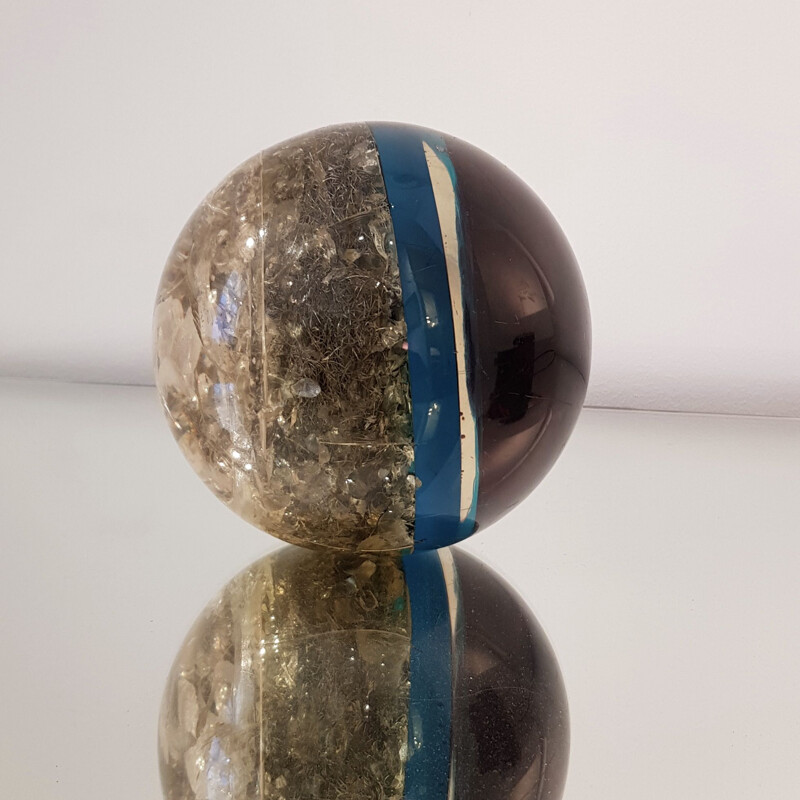 Vintage sculpture Pierre Giraudon spherical fractal resin 1970