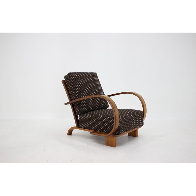 Vintage brown Armchair Jindrich Halabala Czechoslovakia 1930s 