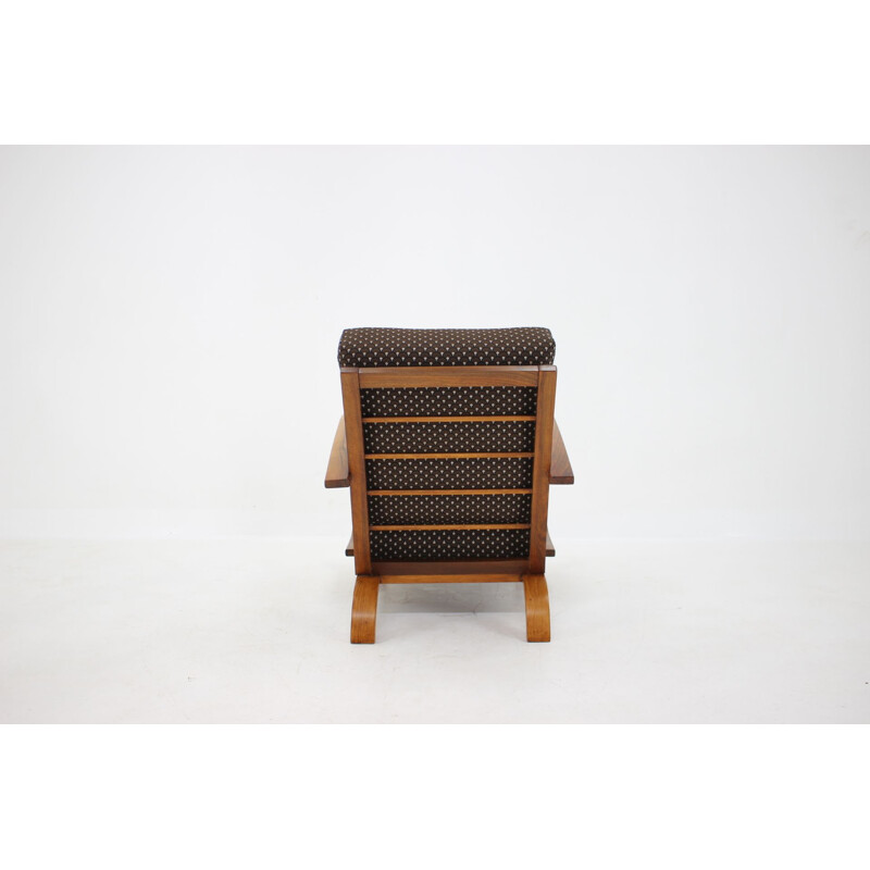 Vintage brown Armchair Jindrich Halabala Czechoslovakia 1930s 