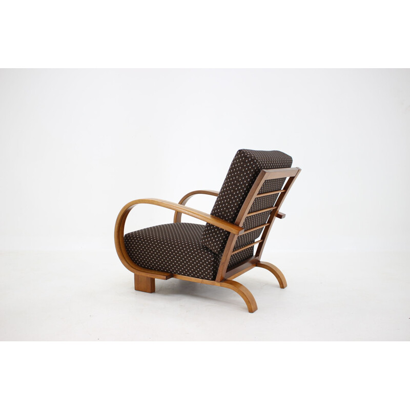 Vintage brown Armchair Jindrich Halabala Czechoslovakia 1930s 