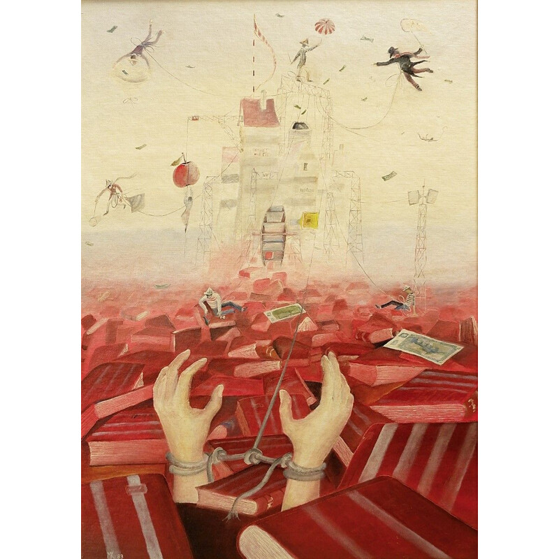 Vintage-Gemälde 'Der Sieg Der Ideologie' von Miroslav Krofián, Tschechoslowakei