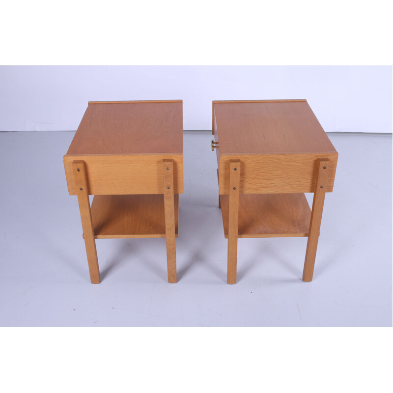 Pair of vintage night stands in light wood, Sweden