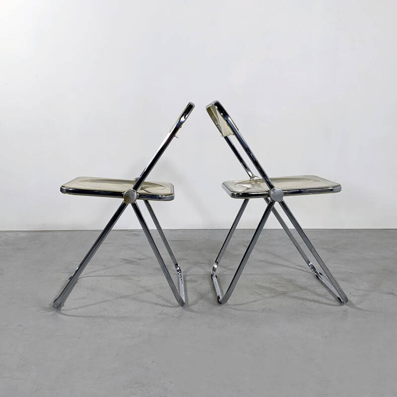 Pair of vintage Lucite Plia folding chairs by Giancarlo Piretti for Castelli 1960s