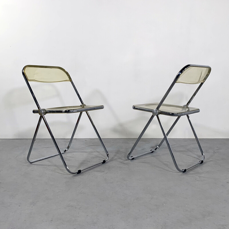 Paire de chaises vintage pliantes Lucite Plia de Giancarlo Piretti pour Castelli 1960