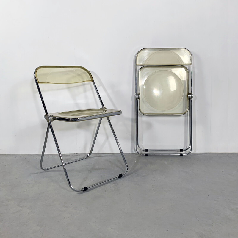 Pair of vintage Lucite Plia folding chairs by Giancarlo Piretti for Castelli 1960s