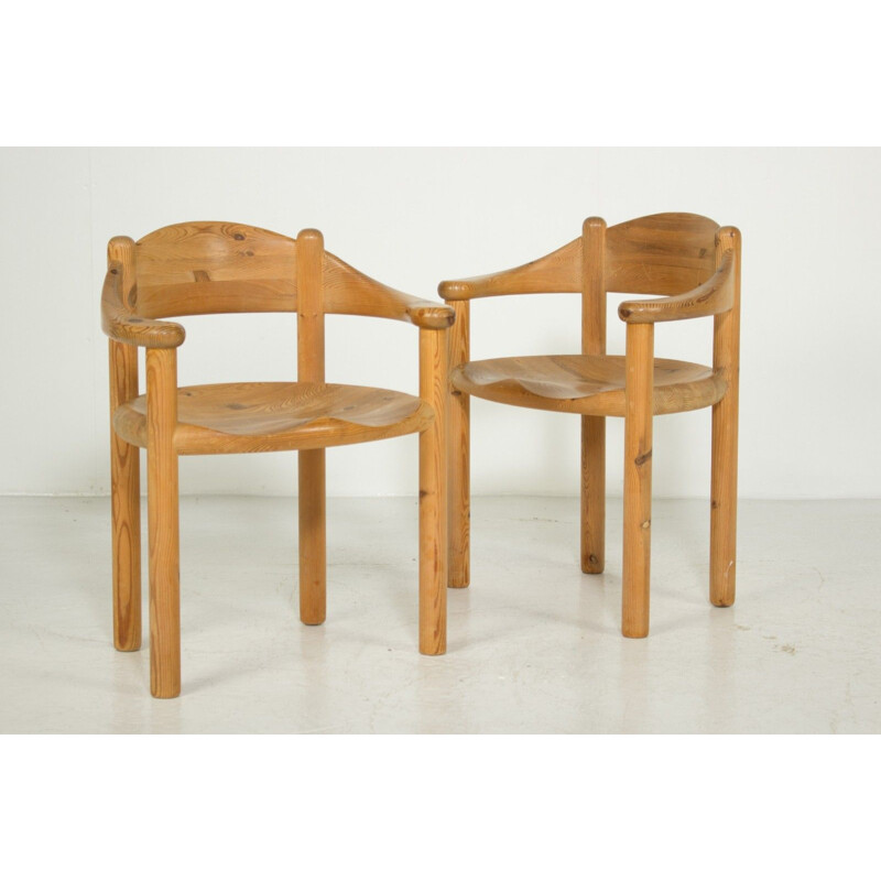 Set of 6 vintage solid pine armchairs by Rainer Daumiller 1960s