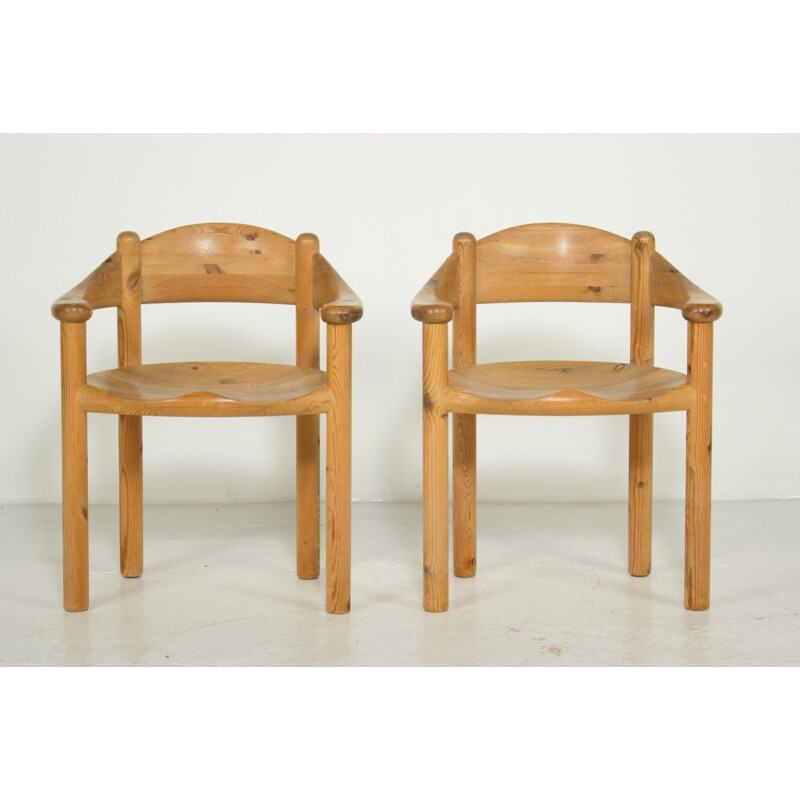 Set of 6 vintage solid pine armchairs by Rainer Daumiller 1960s