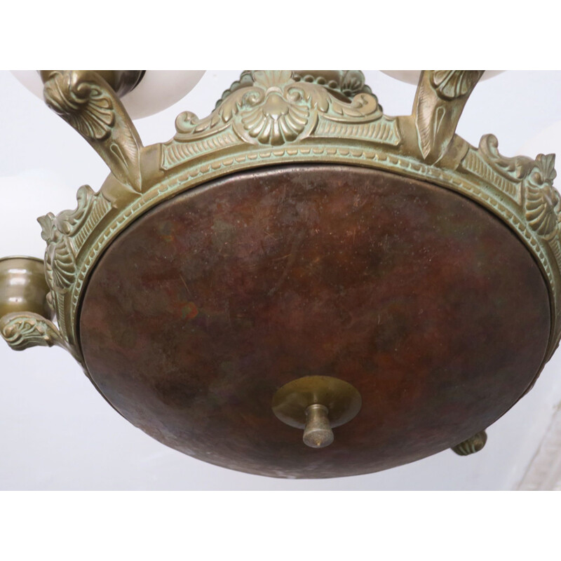 Vintage-Kronleuchter aus Bronze und Alabaster mit 6 Lichtern