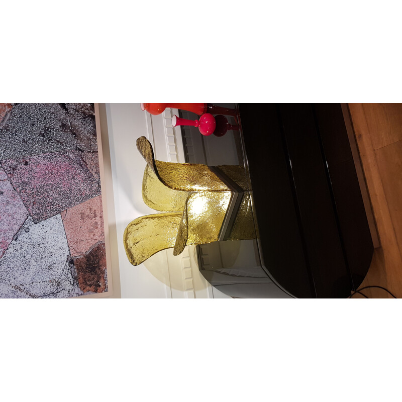 Lampe de table vintage Carlo Nason jaune Cactus 1970