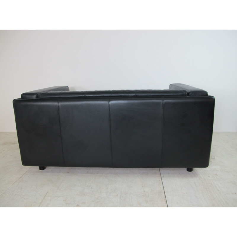 Vintage black leather Sofa 1970s